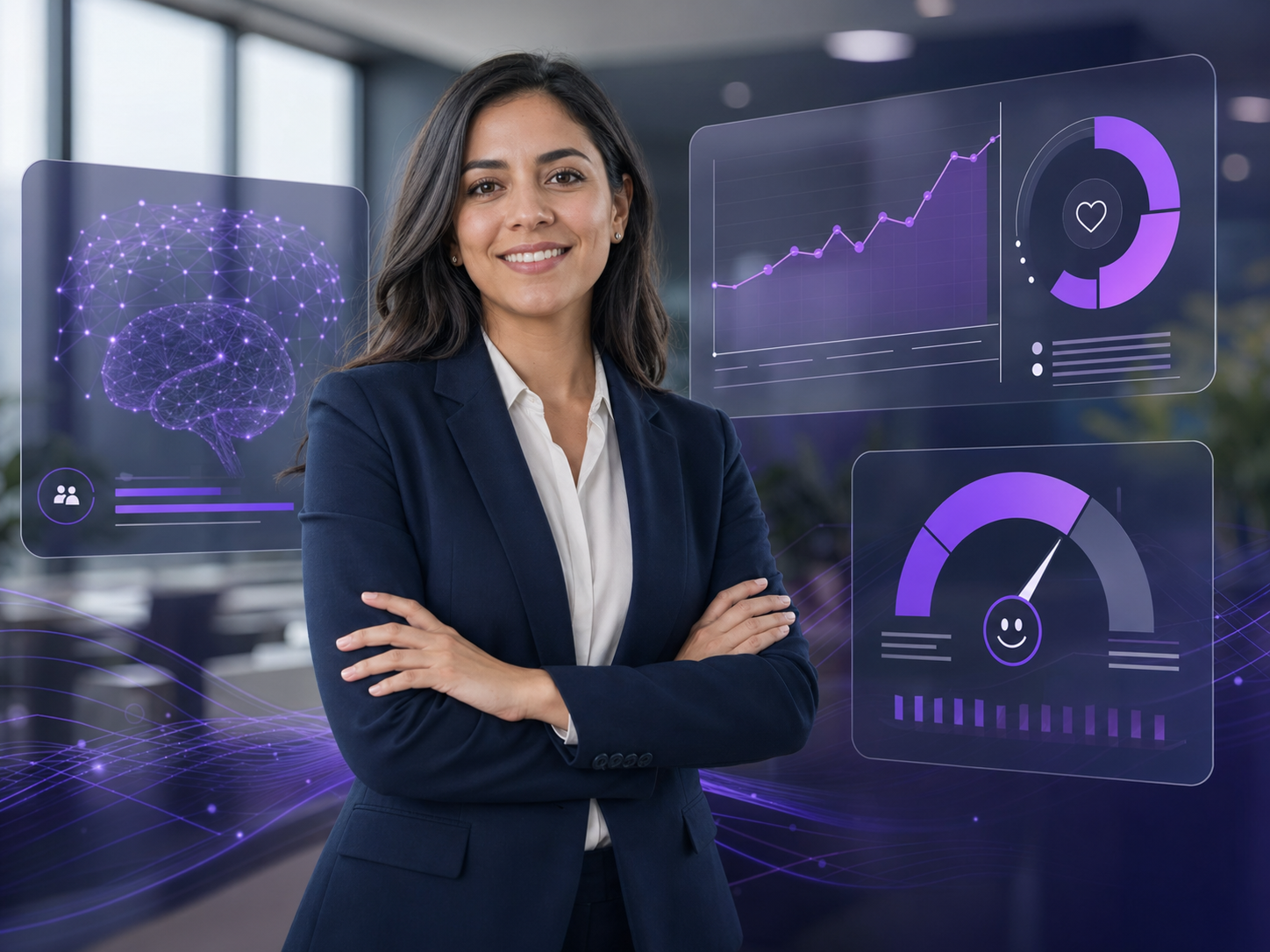 Consultora corporativa con visualizaciones de datos